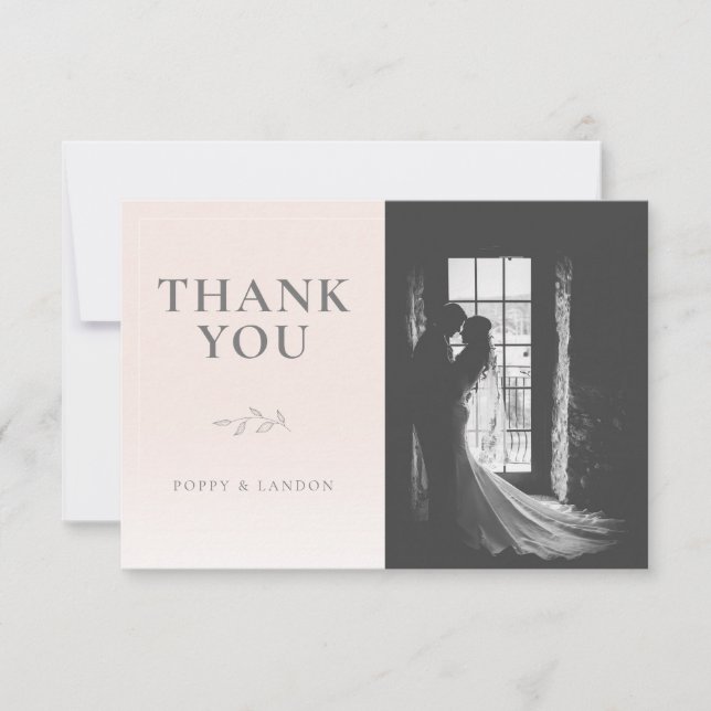 Botanical Blush Pink Flat Thank You Card (Front)