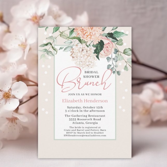  Botanical Blush Pink Floral Bridal Shower Brunch Invitation (Creator Uploaded)