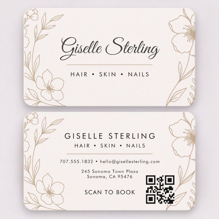 Botanical Blush QR Code Professional Business Card