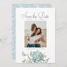 Botanical Bohemian Blue Watercolor Wedding Photo