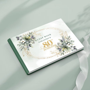 Botanical Bohemian Floral 80th Birthday Guest Book