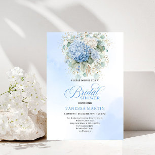 Botanical Boho Blue Floral Bridal Shower Invitatio Invitation