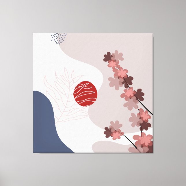 Botanical Boho Blue Magenta Canvas Print (Front)