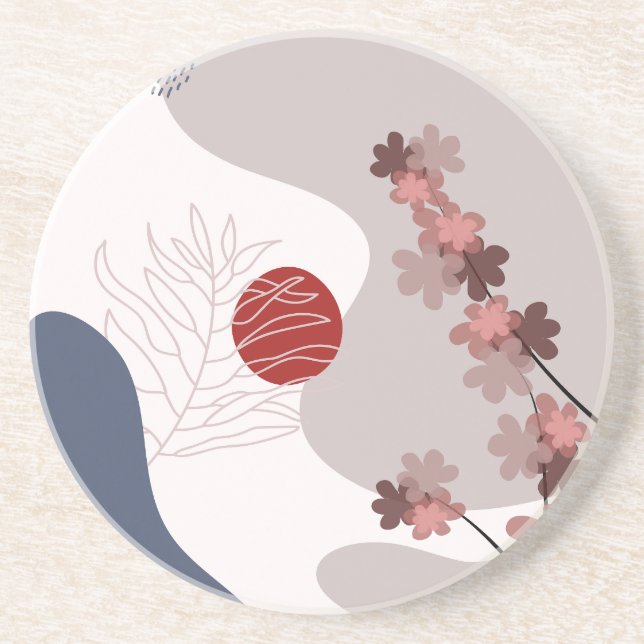 Botanical Boho Blue Magenta Coaster (Front)