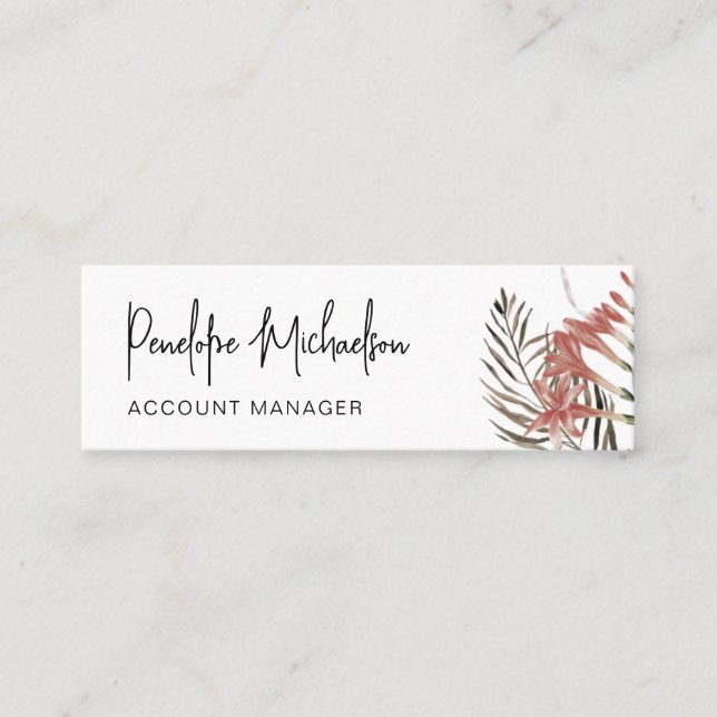 Botanical Boho Border with Modern Lettering Mini Business Card (Front)