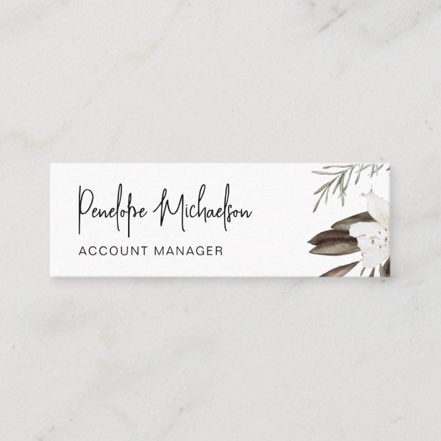 Botanical Boho Border with Modern Lettering Mini Business Card (Front)