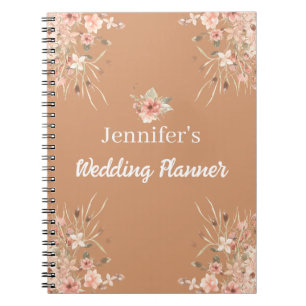 botanical boho brown fall autumn wedding planner notebook