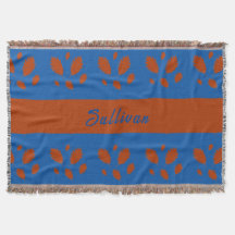 Botanical Boho Brown Leaves on Royal Blue Design