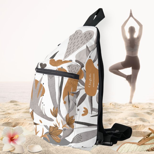 Botanical Boho Chic Quote Floral Your Name Sling Bag (Botanical Boho Chic Quote Floral Your Name Sling Bag ©Susanne Sachers - Sunny Wanderlust 🌞✈️)