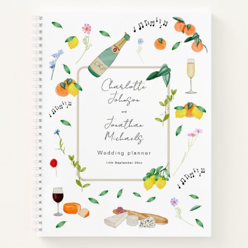 Botanical Boho Citrus Summer Wedding Planner Notebook