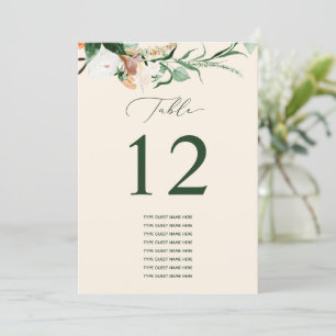 Botanical Boho Custom Guest Name Table Number