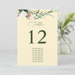 Botanical Boho Custom Guest Name Table Number