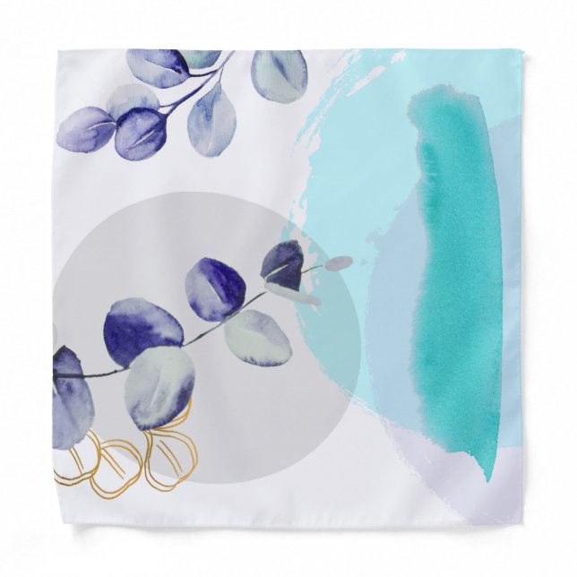 Botanical Boho Cyan Purple Bandana (Front)
