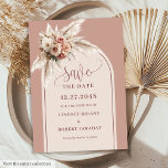 Botanical Boho Dusty Pink Pampas Save the Date Invitation