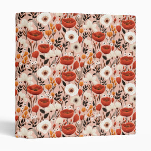 Botanical Boho Fall Wildflowers Meadow Pattern 3 Ring Binder