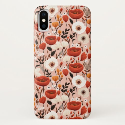 Botanical Boho Fall Wildflowers Meadow Pattern iPhone X Case