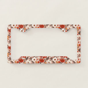 Botanical Boho Fall Wildflowers Meadow Pattern License Plate Frame