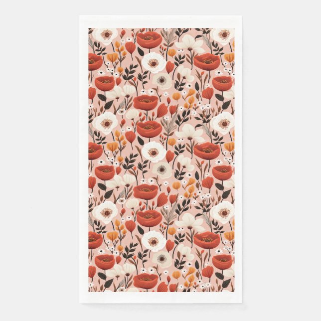 Botanical Boho Fall Wildflowers Meadow Pattern Paper Guest Towels (Front)