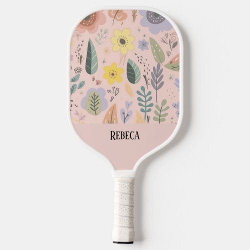 Botanical Boho Floral Abstract Personalized Pickleball Paddle