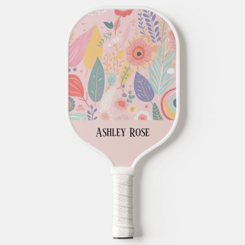 Botanical Boho Floral Abstract Personalized Pickleball Paddle