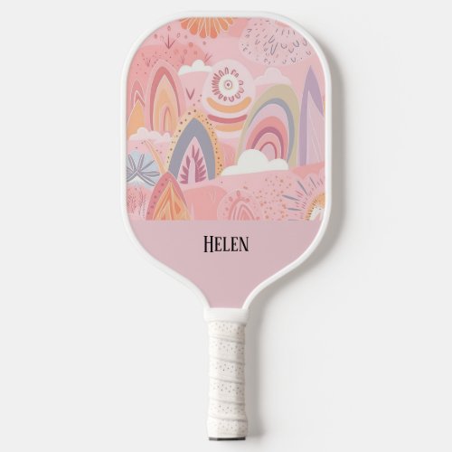 Botanical Boho Floral Abstract Personalized  Pickleball Paddle