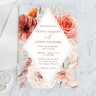 Botanical Boho Floral Frame Wedding Acrylic Invitations