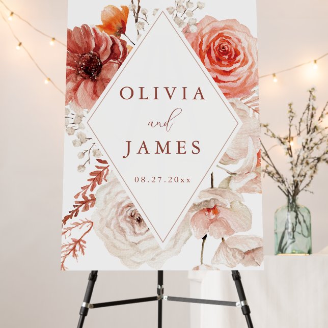 Botanical Boho Floral Frame Wedding Foam Board (In Situ (Stand))