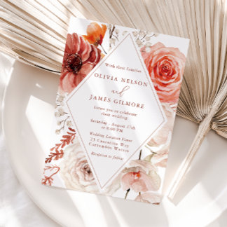 Botanical Boho Floral Frame Wedding Invitation