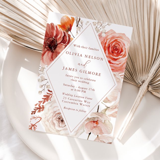 Botanical Boho Floral Frame Wedding Invitation (Creator Uploaded)