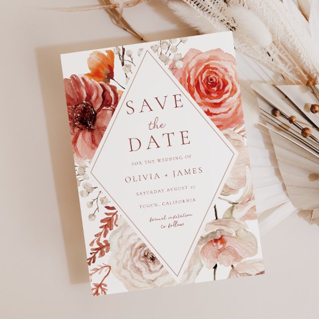 Botanical Boho Floral Frame Wedding Save The Date (Creator Uploaded)