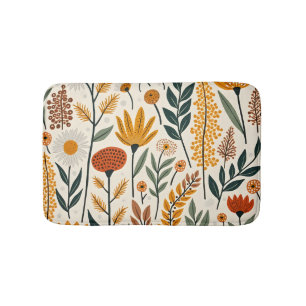 Botanical Boho Flowers Plants Design 390 Bath Mat
