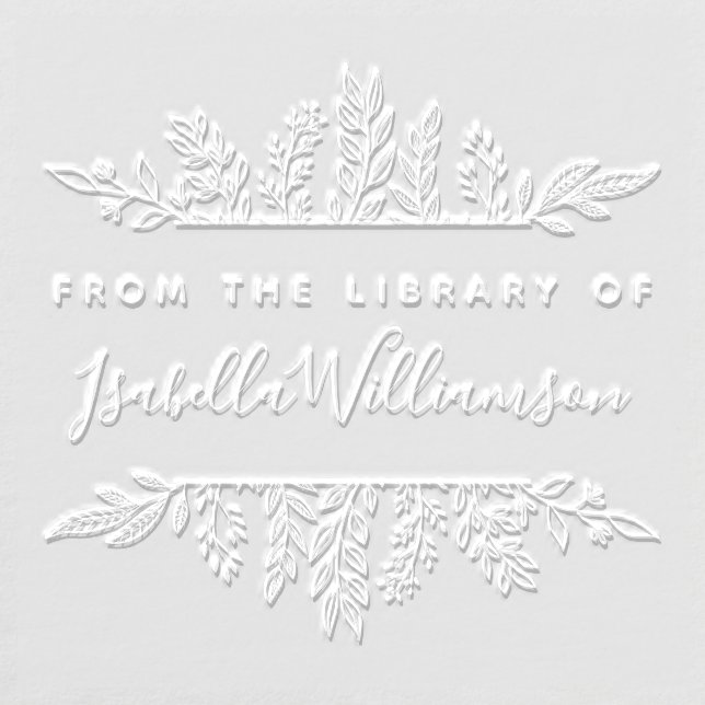 Botanical Boho "From the Library of" Bookplate Embosser (Design)