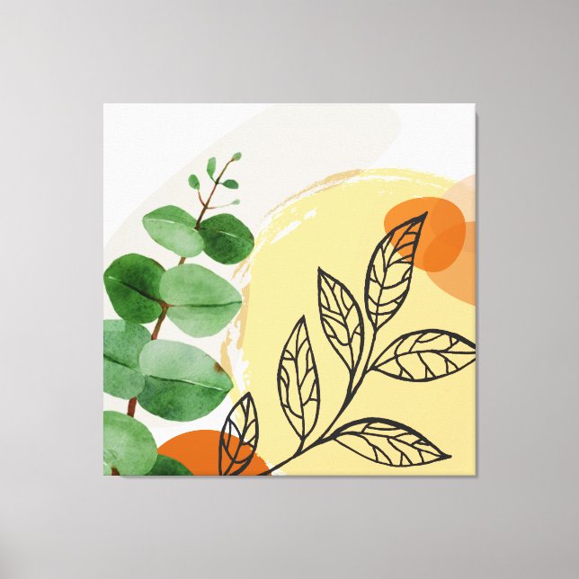 Botanical Boho Green Orange Canvas Print (Front)