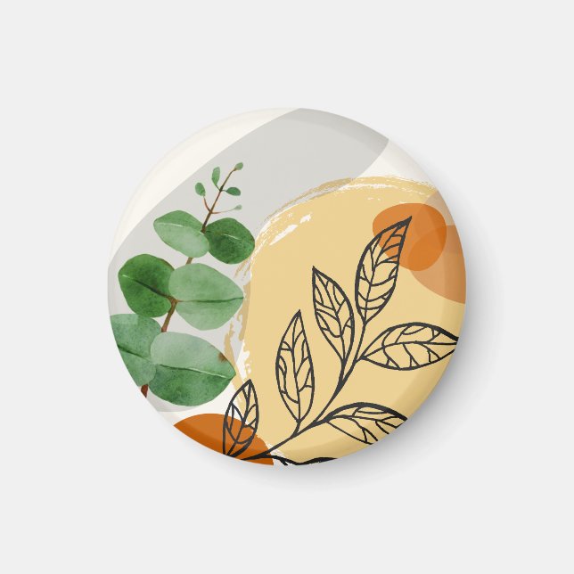 Botanical Boho Green Orange Magnet (Front)