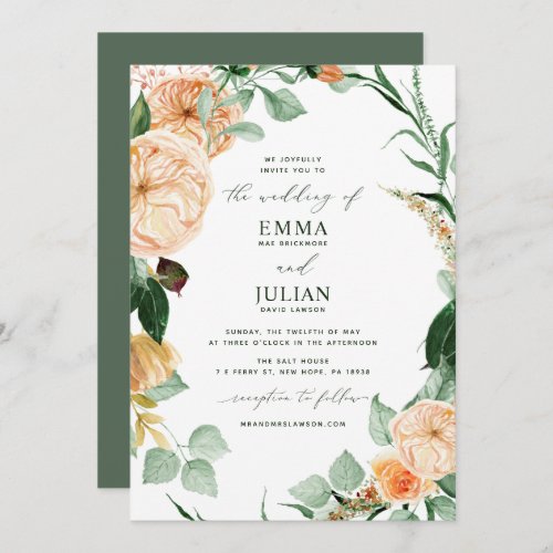 Botanical Boho Greenery Elegant White Wedding Invitation