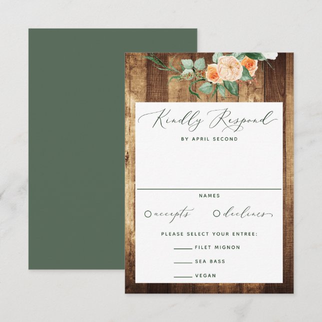 Botanical Boho Greenery Farmhouse Barn Wedding RSVP Card (Front/Back)