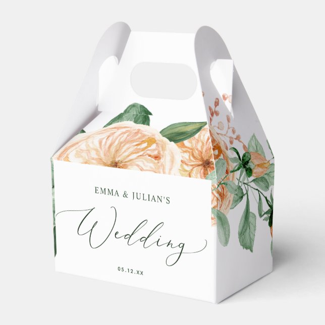 Botanical Boho Greenery Floral Neutral Wedding Favor Boxes (Front Side)