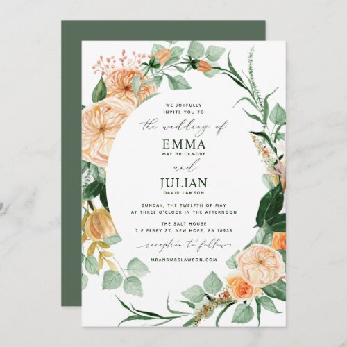 Botanical Boho Greenery Neutral Floral Wedding Invitation