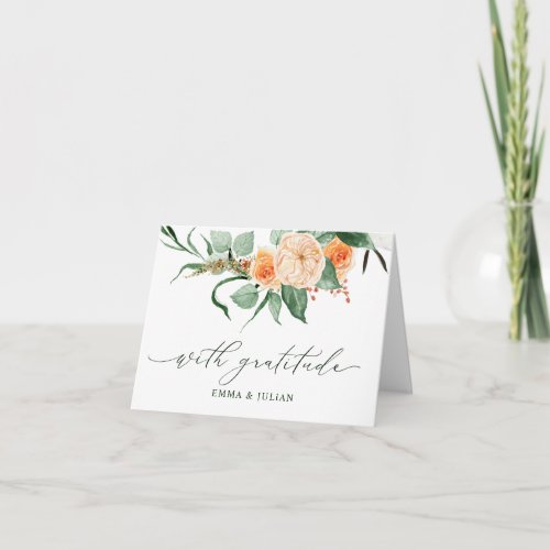 Botanical Boho Greenery Personalized Names Wedding Thank You Card