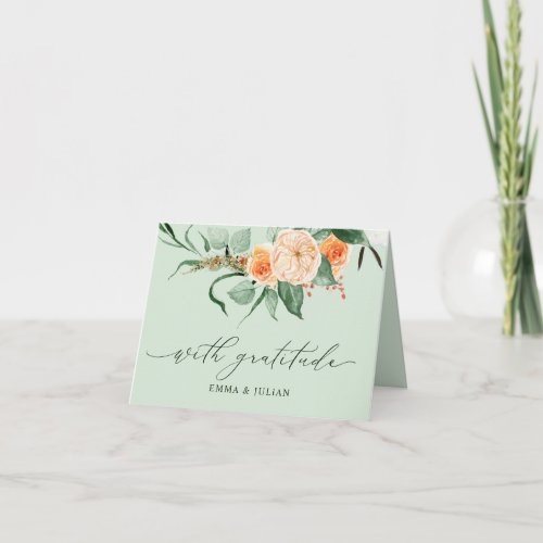 Botanical Boho Greenery Personalized Names Wedding Thank You Card