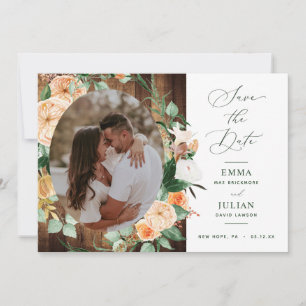Botanical Boho Greenery Rustic Barn Wood Photo Save The Date