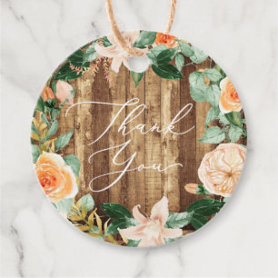 Botanical Boho Greenery Rustic Wood Thank you Favor Tags