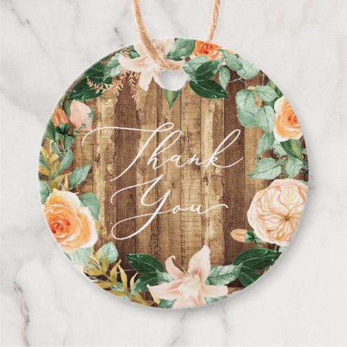 Botanical Boho Greenery Rustic Wood Thank you Favor Tags