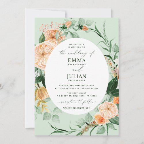 Botanical Boho Greenery Sage Green Floral Wedding Invitation