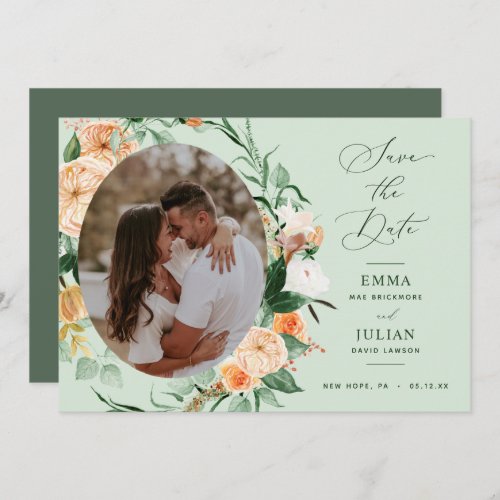 Botanical Boho Greenery Sage Green Neutral Photo Save The Date