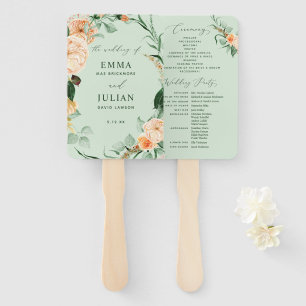Botanical Boho Greenery Sage Green Wedding Program Hand Fan