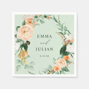 Botanical Boho Greenery Sage Personalized Wedding Napkins