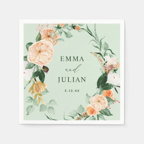 Botanical Boho Greenery Sage Personalized Wedding Napkins