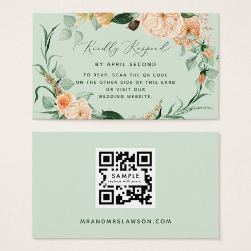 Botanical Boho Greenery Wedding QR Code RSVP Card
