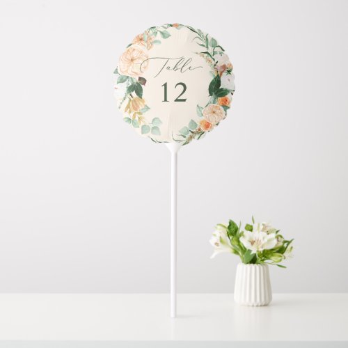 Botanical Boho Greenery Wedding Table Number Balloon